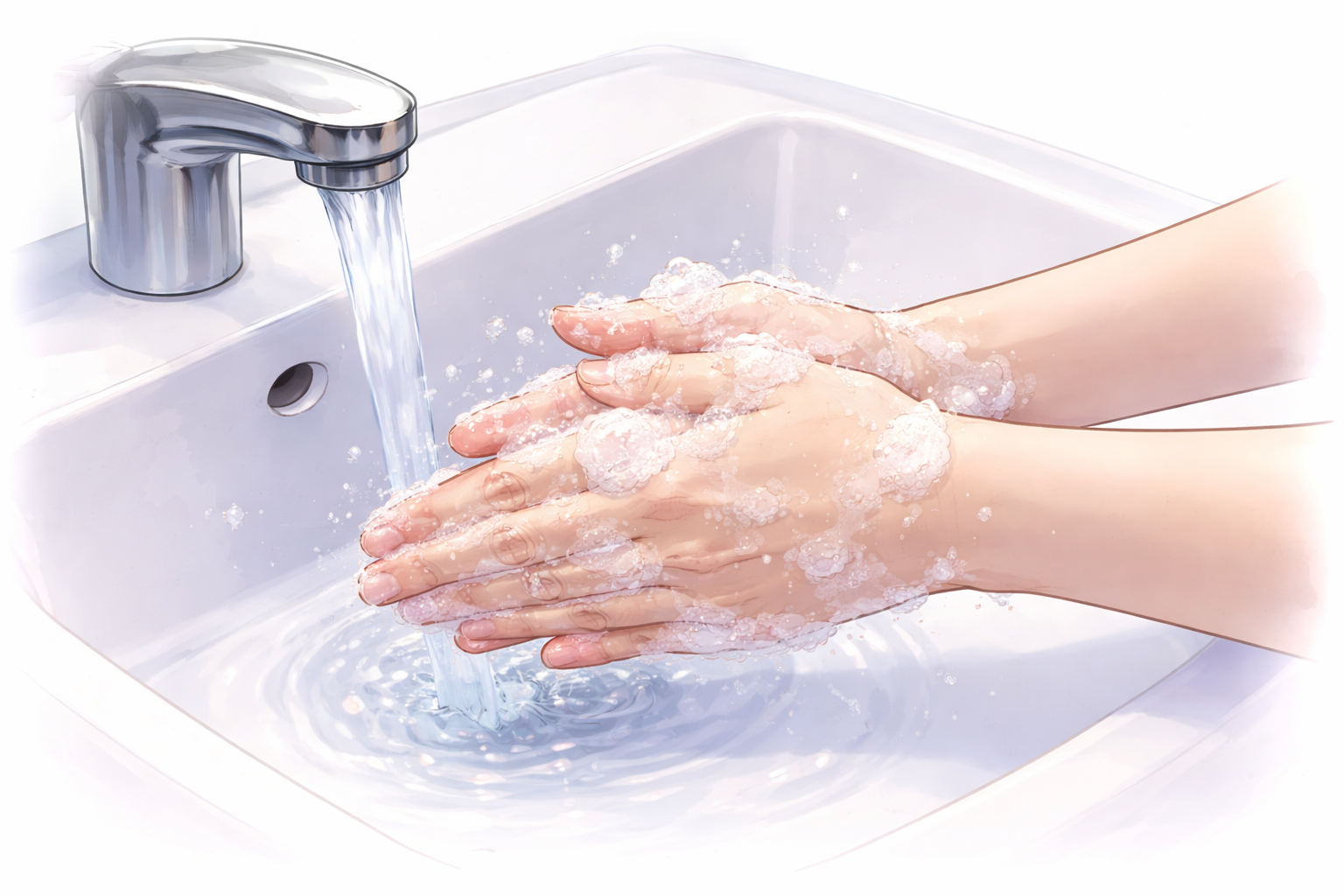 Clean hands and clean tools illustration